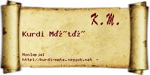 Kurdi Máté névjegykártya