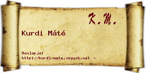 Kurdi Máté névjegykártya